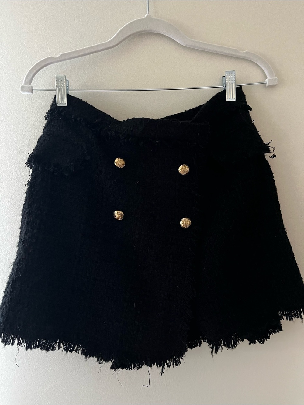 Black Tweed chanel style Mini Skort with Gold Buttons